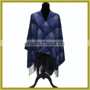 Woman Black Trim Mexican Knitted Leather Ponchos And Shawls thumbnail-3