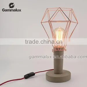 E27 Vintage Concrete Table Lamp Concrete Desk Lamp With Copper Cage Lampshade Quality Choice thumbnail-4
