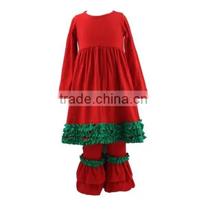 Hot Best Selling New Product High Quality Red Custom Clothes Cotton Fabric Christmas Clothes Cotton Frock Suit Design Images thumbnail-1