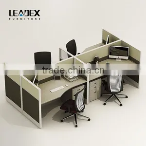 Luxury Wooden Open Workstation Partition Modular Cubicle Office 4 Person Workstation thumbnail-1