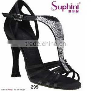 Deep Tan Satin Rhinestone/Crystal Stone Dance Shoes thumbnail-2