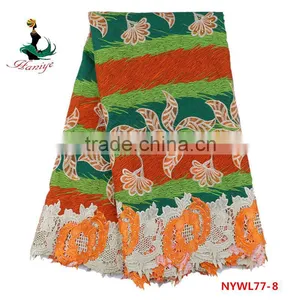 Haniye Wax With Lace Fabric Super Wax Print Fabrics With Guipure Embroidery Lace thumbnail-6