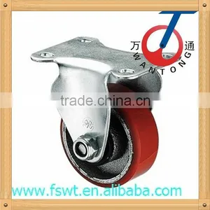 Iron Core Red Polyurethane Not Rotatable Caster Wheel thumbnail-1