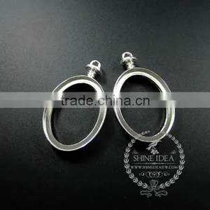 30x40mm Silver Plated Alloy Oval Pendant Charm DIY Bezel Setting Glass Tray Jewelry Supplies 1820287 thumbnail-1