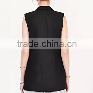New Products 2016 Casual Black Waistcoats For Women Sleeveless Vest thumbnail-3