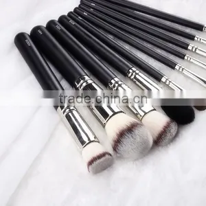 Top Grade Copper Ferrule 10pcs Private Label Makeup Brush Black, High Quality Private Label Makeup Brush Black thumbnail-6