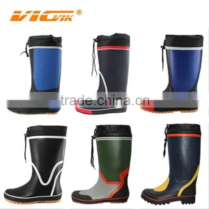 FARMING WORKING INDUSTRIAL MEN RUBBER RAIN SAFETY BOOTS WITH PU CUFF thumbnail-1