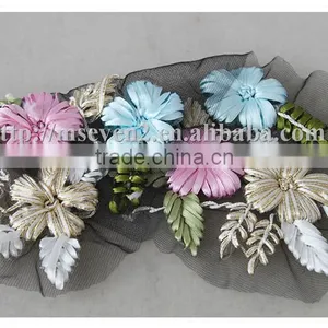 New Selling Trendy Style Fashion Colorful Satin Ribbon Crochet Flower Applique thumbnail-6