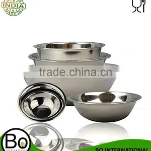 Curved Lip and Flat Base Stainless Steel Mixing / Prep Bowl Kitchen Set, Mirror Finish, 6 Pieces thumbnail-3
