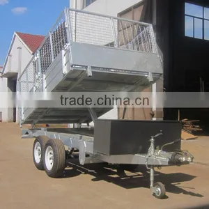 Hot Dipped Galvanized Hydraulic Tipper Box Trailer With 600mm Cage thumbnail-1