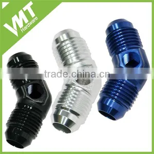 45 Degree Male Flare Union AN6 With 1/8" NPT Port Black Silver Blue Finish thumbnail-1
