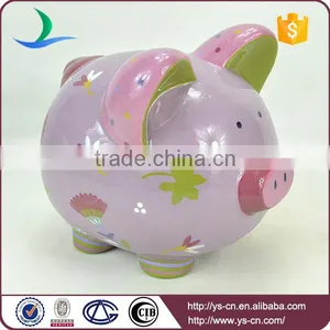 2015 Hotsale Purple Unbreakful Handprinting Ceramic Piggy Coin Bank Wholesale for Gift thumbnail-3