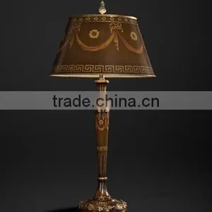 Antique Wood Carved Vase Shaped Table Lamp With Shade, Wooden Desk Lamp Painting With Sexy Leopard, Home Decorative Art & Crafts thumbnail-2