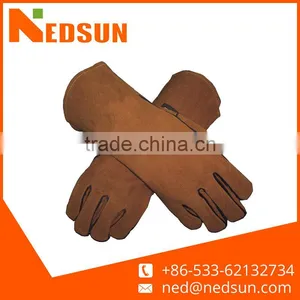 Brown Top Quality Cow Split Full Palm Leather Gloves for Welding thumbnail-1