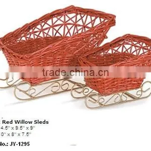 Wholesale Sled Shape Wicker Basket as Gifts Use or Home Decoration Basket thumbnail-1