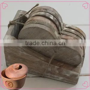 Antique High Quality Heart Shaped Wooden Drink Coasters thumbnail-2