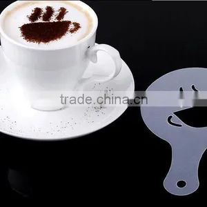 CY183 16Pcs/set Mold Coffee Milk Cake Cupcake Stencil Template Coffee Barista Cappuccino Template Strew Pad Duster Spray Tools thumbnail-4