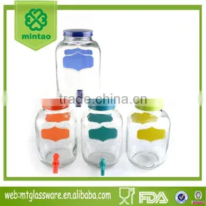 5L Glass Dispenser With Colorful Decal and Tap thumbnail-1