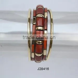 Concave Style Brass and Resin Mosaic Bracelet thumbnail-1