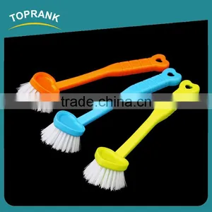 Toprank BSCI Manufacturer New Design Heart Shape Head Plastic Bowl Cleaning Brush Kitchen Brush Dish Brush With Handle thumbnail-1