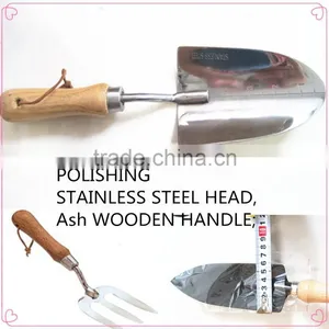 3 Piece Polishing Stainless Head Wooden Handle Shovel Fork Garden Tool thumbnail-1