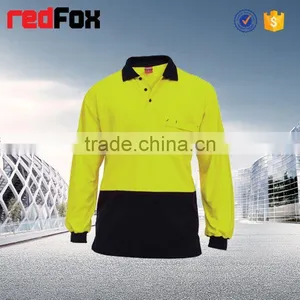 Mandarin Collar T-shirt Green Short-sleeved Sport Warning Security T-shirt Plain White Polo T-shirt thumbnail-2