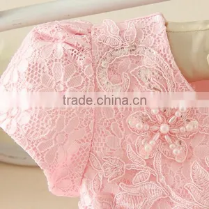 2017 Vietnam Summer Simple Baby Frock Design Pink Short Sleeves Bow-knot Sweet Birthday Party Dresses Turkish Clothes thumbnail-6