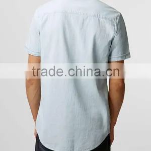 White Denim Short Sleeve Casual Shirt thumbnail-3