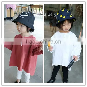 1-6 Years Wholesale 2017 Autumn Cotton Full Sleeves Irregular Girls Blouses (pick Size Color) thumbnail-1