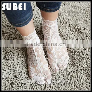Summer Cute White Lace Socks, 2 Toe Clogs Socks thumbnail-3