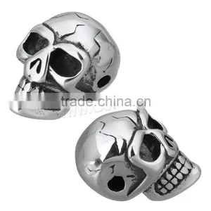 New Design Stainless Steel Skull Beads Charms Crossbones thumbnail-3