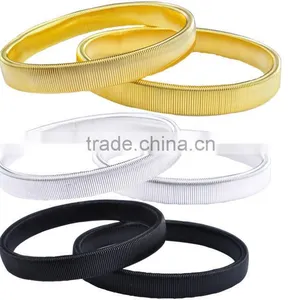 2 Pairs Metal Sleeve Holders Garters Silver,Gold & Black Elasticated Armbands Shirt Arm Bands thumbnail-1
