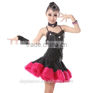 Kids Low Back Sexy Harness Dress Children Girl Ballroom Performance Latin Dance Dress thumbnail-2