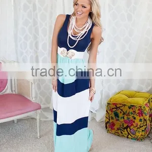 Mommy and me Maxi Dresses Strip Dresses Blue and White Long Dresses thumbnail-2