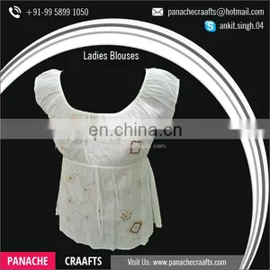 Wholesale 100% Cotton Ladies Blouse Latest Designs thumbnail-4
