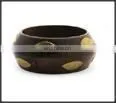 Ladies Stack Wide Brass Studded Wood Bangle thumbnail-1