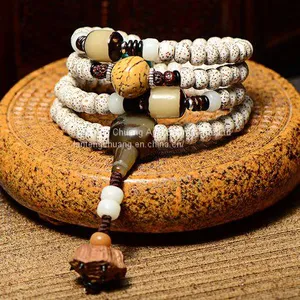 Diayam Zi on the High-density Bodhi Hand Barrel Bead Wooden Bead Necklace Jewelry Bracelet Beads Lotus 108 thumbnail-1