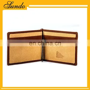Faddish New Products Customized Top Grain Genuine Leather Money Clip Wallet for Euros Wholesale thumbnail-5