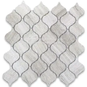 White Wooden Marble Bathroom Wall Mosaic thumbnail-3