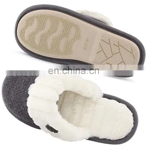 Wholesale Warm Memory Foam Coral Velvet Lined Cozy Winter Indoor Outdoor House Slippers With Non-Slip Rubber Sole thumbnail-4