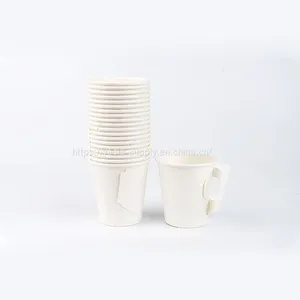 Pack of 50 Disposable Espresso 4oz Paper Cups With Handle Cream Color thumbnail-3