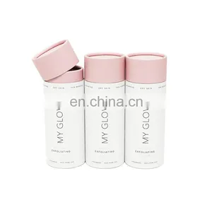 Round Pink Paper Tube Clothing Packaging Customized Telescoping Paper Tube With Rolled Edge Bio-friendly Cylinder Canister thumbnail-1