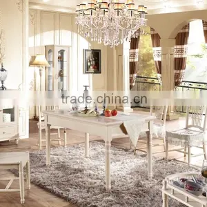 French Style Luxury White Dining Table Carved thumbnail-1