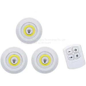 3 Pack COB Battery-powered Wireless Night Stick Tap Touch Lamp Stick-on Push Light for Closets Cabinets Counters thumbnail-1