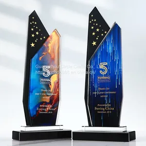 New Arrival Crystal Trophy Custom Content High Standard K9 Crystal Color is Rich Business Gift Crystal Glass Trophy thumbnail-4