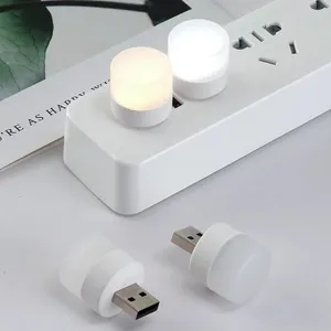 2022 New USB Plug Lamp Mobile Power Charging USB Small Book Lamps LED Eye Protection Reading Light Small Round Light Night Light thumbnail-1