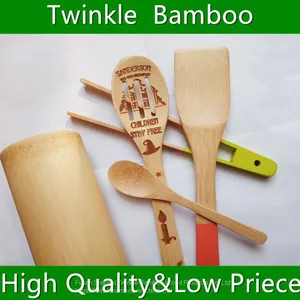 Bamboo Utensil Set With Bamboo Holder /bamboo Storage Holder Kitchen Countertop Utensil Storage Bamboo Utensils With Holder thumbnail-5