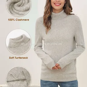 OEM Women's 100%Cashmere Turtleneck Knitted Pullover thumbnail-1