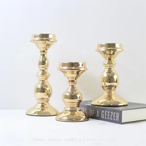 Retro Candlestick Home Restaurant Gold Candlestick Dinner Desktop Decorative Wrought Iron Candlestick Ornaments thumbnail-1