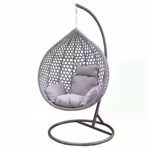 High Quality PE Rattan Metal Stand Patio Hanging Swing Egg Chair for Outdoor or Garden thumbnail-3